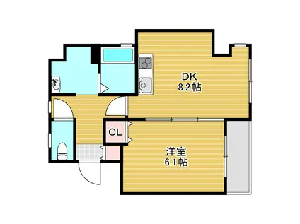 プレシェルト(1DK/4階)の間取り写真