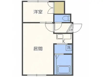 シャトー13条(1LDK/3階)の間取り写真