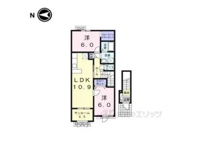 ローレルコート豊岡(2LDK/2階)の間取り写真