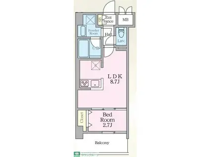 LUXENAPAWS南行徳(1LDK/2階)の間取り写真