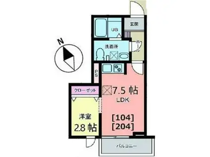 メリディアン泉パークタウン高森(1LDK/1階)の間取り写真