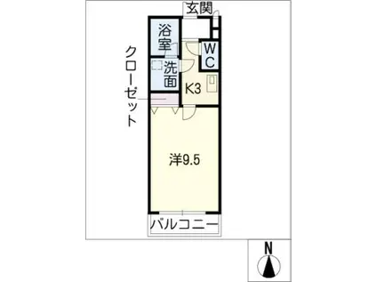 ハイツ林(1K/1階)の間取り写真