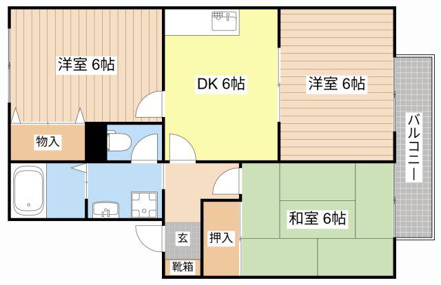 フレンドリーI(3DK/2階)の間取り写真