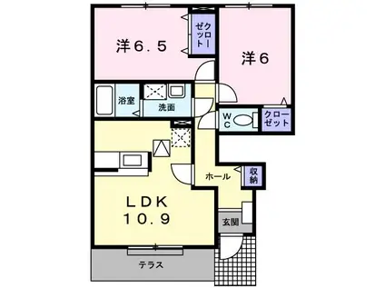 セレーノI(2LDK/1階)の間取り写真