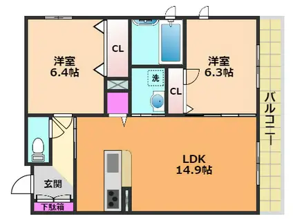 サニーコートティアラ(2LDK/3階)の間取り写真