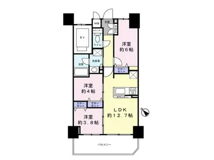 パテラ西川口(3LDK/3階)の間取り写真
