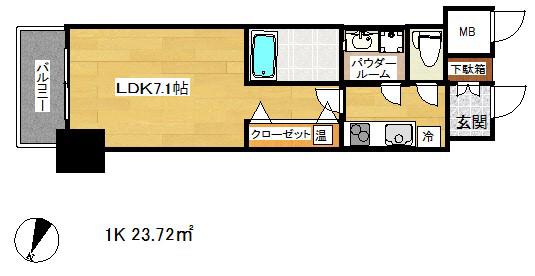 アドバンス三宮シュロス(1K/2階)の間取り写真
