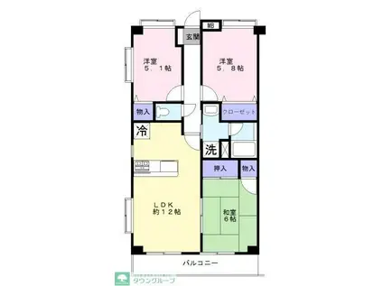 大宮今羽町ハイツ(3LDK/1階)の間取り写真