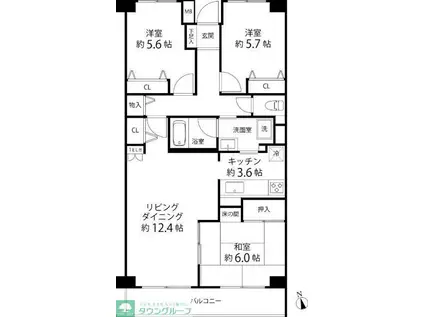 TS GARDEN横浜岸根公園(3LDK/2階)の間取り写真