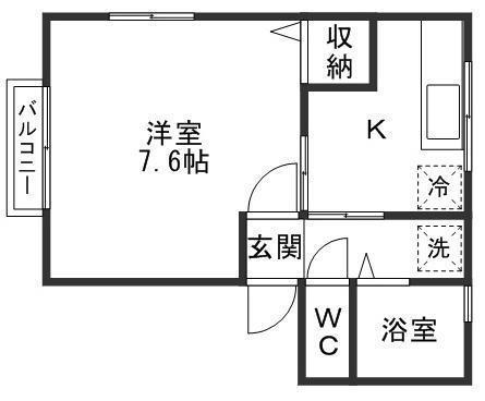プラザ学園前(1K/1階)の間取り写真