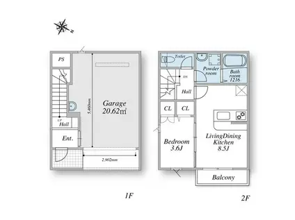 マツリデュオ(1LDK/1階)の間取り写真