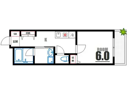 M・テラス竜王町(1K/1階)の間取り写真