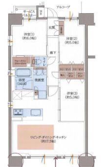 リベール東加古川駅前通(3LDK/3階)の間取り写真