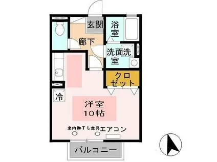 セジュールAMIKAII(ワンルーム/2階)の間取り写真