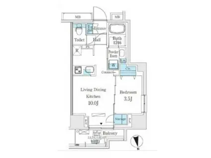 コスモグラシア浅草(1LDK/14階)の間取り写真