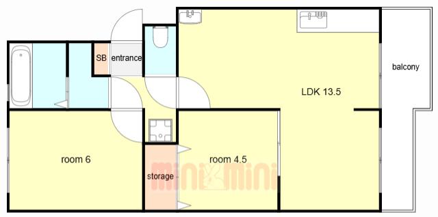CASA BELLEZZA(2LDK/1階)の間取り写真