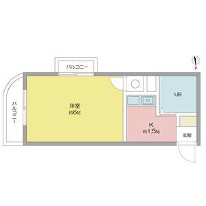 サンシティ上野(ワンルーム/2階)の間取り写真