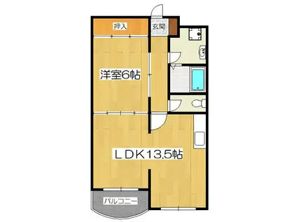 シェモア稲葉台(1LDK/2階)の間取り写真