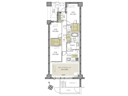 プラウド新宿中落合(3LDK/1階)の間取り写真