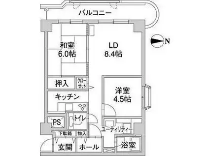 ル・ノール北9条(2LDK/10階)の間取り写真