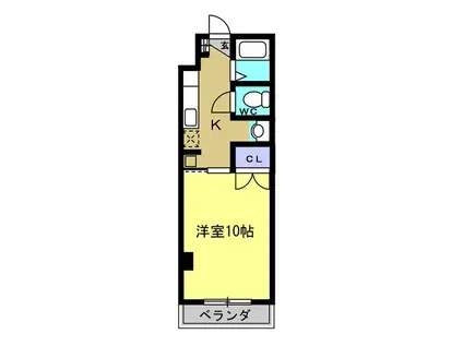 アルカサール(1K/2階)の間取り写真