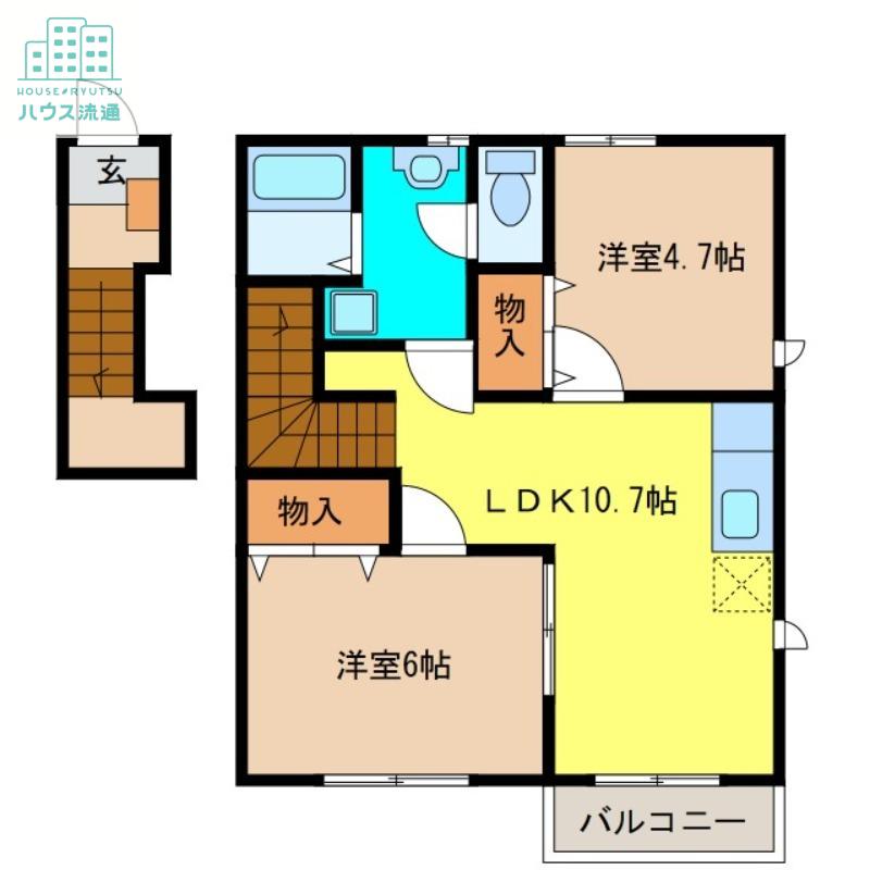 ラヴィアン・ローズ(2LDK/2階)の間取り写真