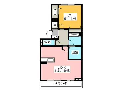 グランデタカオカ A(1LDK/3階)の間取り写真