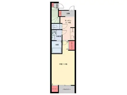 アビタシオン米ヶ袋(1SK/2階)の間取り写真