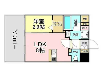 グランフォーレ小倉シティタワー(1LDK/3階)の間取り写真