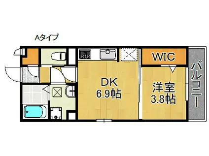 ボンシャンス薫風 B棟(1DK/1階)の間取り写真