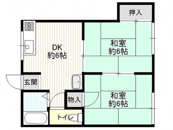 高尾アパート(2DK/1階)の間取り写真