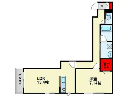 アンセルモ祇園(1LDK/2階)の間取り写真