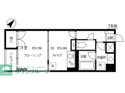 スプリーム九段(1DK/1階)の間取り写真
