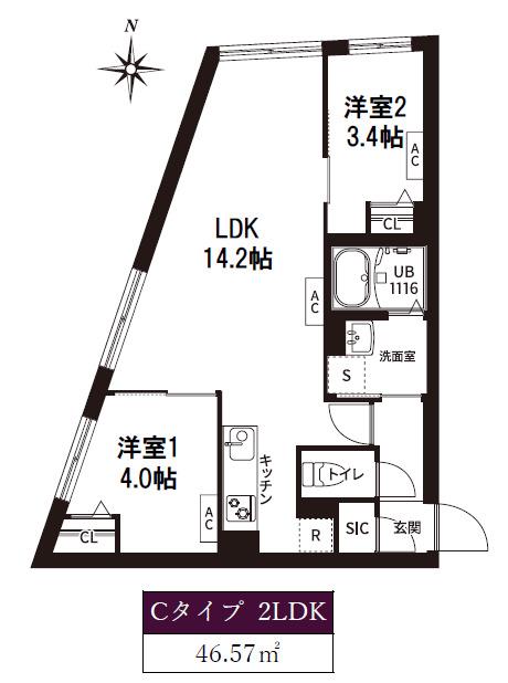レピュア旗の台レジデンス(2LDK/2階)の間取り写真