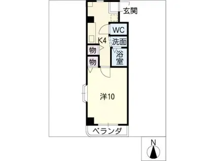 アヴェニューコート栗真B棟(1K/3階)の間取り写真