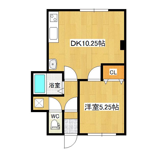 夕陽ヶ丘ハイツ(1LDK/2階)の間取り写真