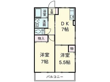 リバーコート雅A館(2DK/1階)の間取り写真