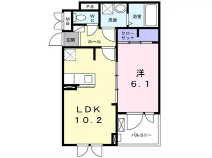 ダードン(1LDK/2階)の間取り写真
