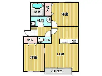 グランフィオーレB棟(2LDK/2階)の間取り写真