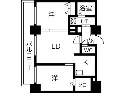 グレイスコート円山北(2LDK/6階)の間取り写真
