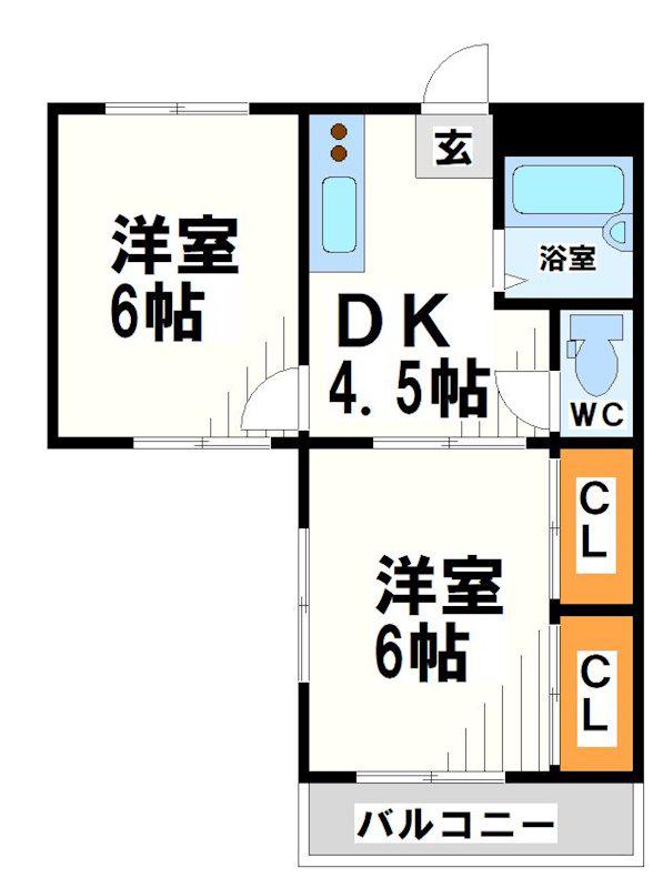 パストラルハイム(2DK/2階)の間取り写真