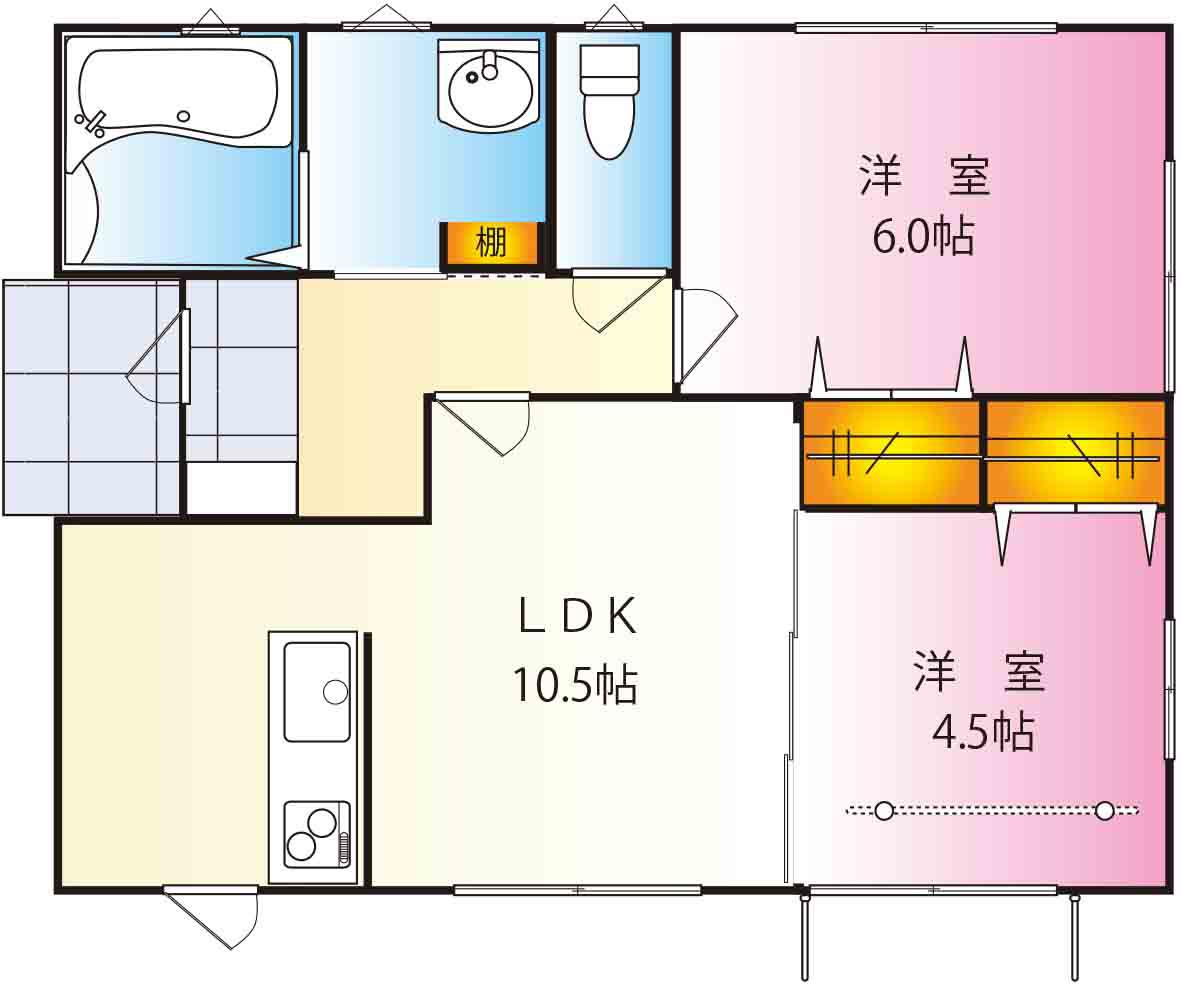 オークフラット(2LDK/1階)の間取り写真