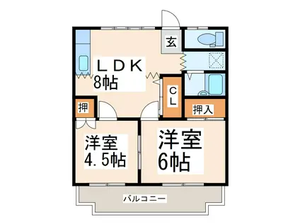 城南マンション(2LDK/2階)の間取り写真