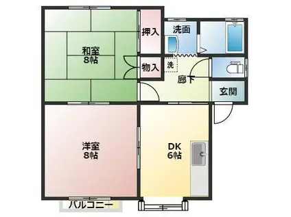 イーストK(2DK/2階)の間取り写真