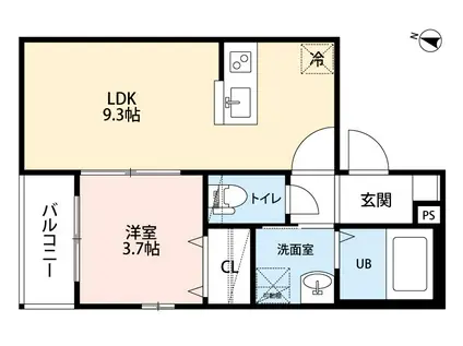 ベーネ呼続(1LDK/3階)の間取り写真