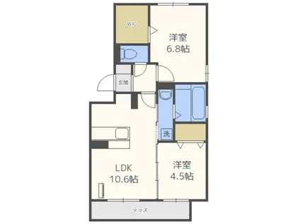 D-ROOM笹山ヒルズ(2LDK/1階)の間取り写真