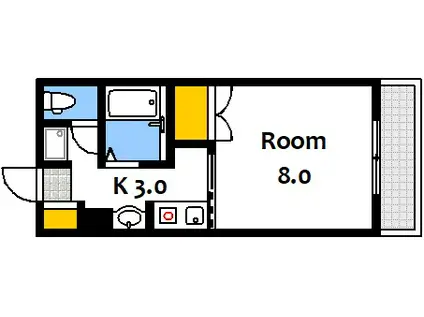 リヴァージュサンヨー(1K/3階)の間取り写真