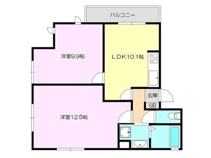 ソレイユコートⅠ(2LDK/1階)の間取り写真