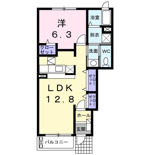 サンローレル A(1LDK/1階)の間取り写真
