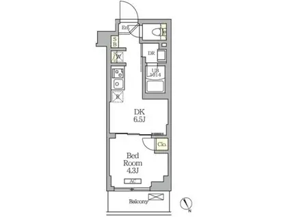 クラリティア馬込(1DK/1階)の間取り写真